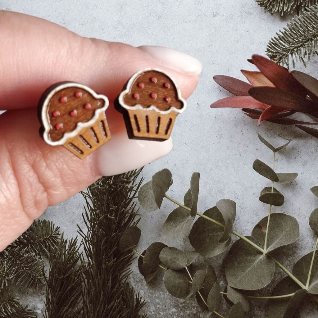 Χειροποίητα καρφωτά σκουλαρίκια Cupcakes