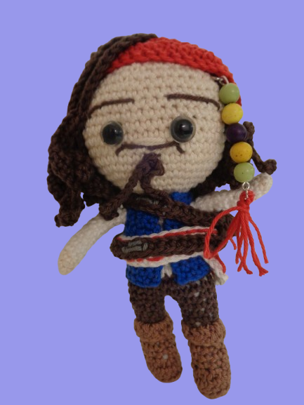 Πλεκτό Κουκλάκι Amigurumi Jack Sparrow (Pirates Of The Caribbean)