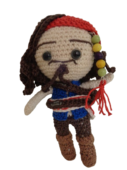 Πλεκτό Κουκλάκι Amigurumi Jack Sparrow (Pirates Of The Caribbean)