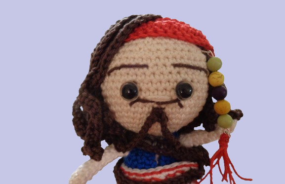 Πλεκτό Κουκλάκι Amigurumi Jack Sparrow (Pirates Of The Caribbean)