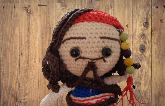 Πλεκτό Κουκλάκι Amigurumi Jack Sparrow (Pirates Of The Caribbean)
