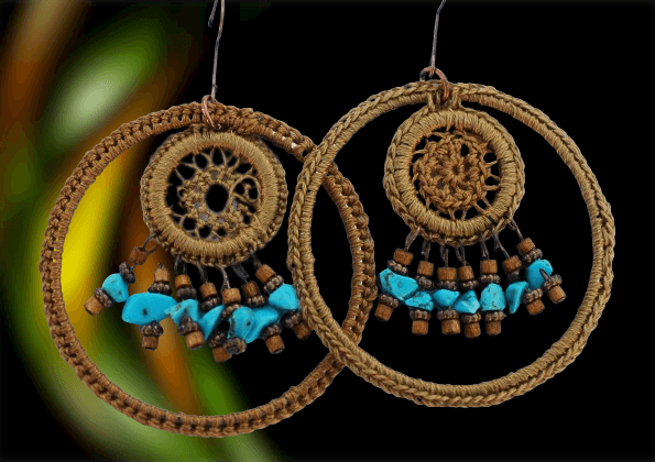 Boho χειροποίητα σκουλαρίκια λαδί