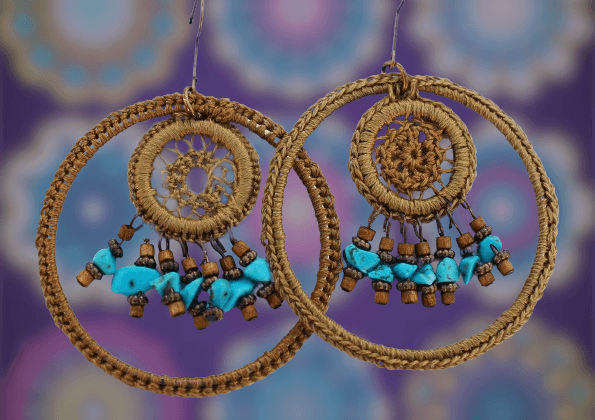 Boho χειροποίητα σκουλαρίκια λαδί