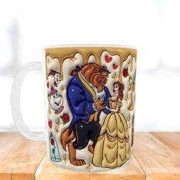 Κεραμική λευκή κούπα 11oz - Η πεντάμορφη και το τέρας 3d