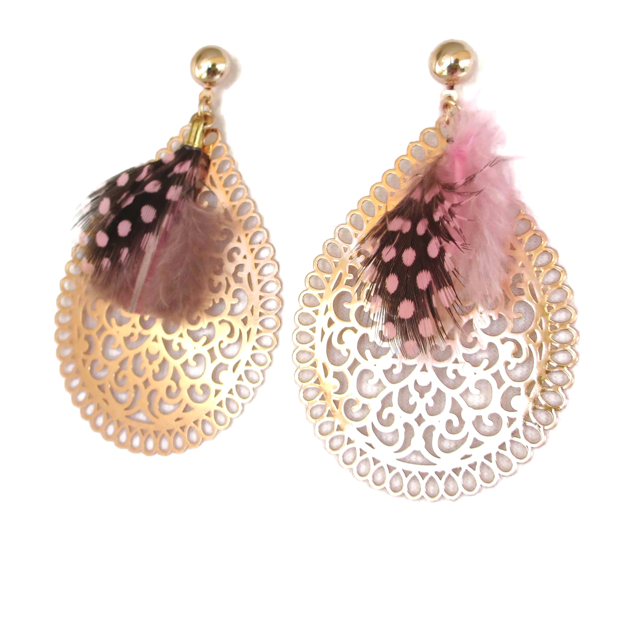 Σκουλαρίκια Filigree Pink Feather