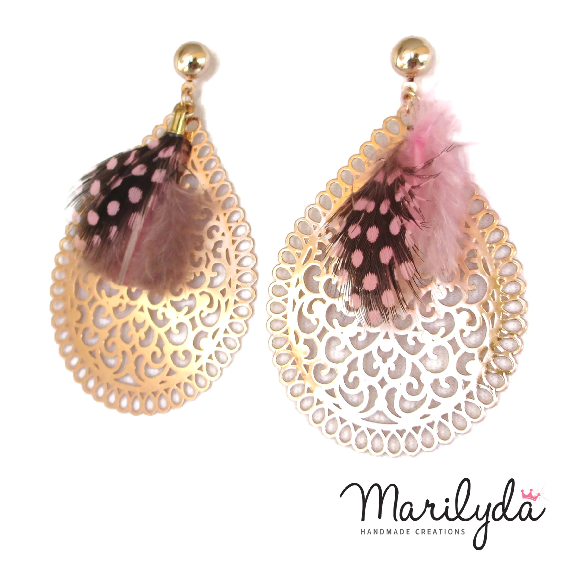 Σκουλαρίκια Filigree Pink Feather