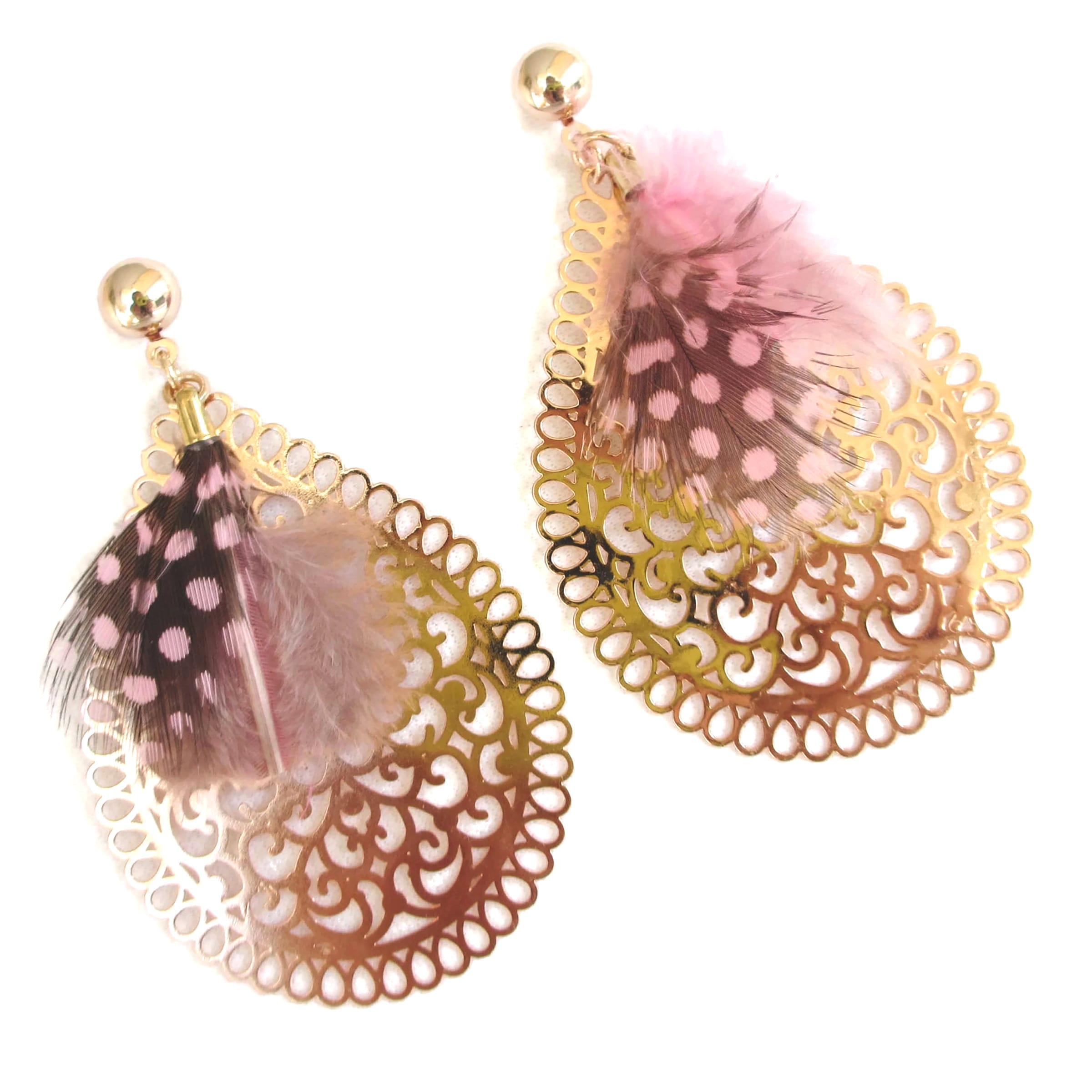 Σκουλαρίκια Filigree Pink Feather
