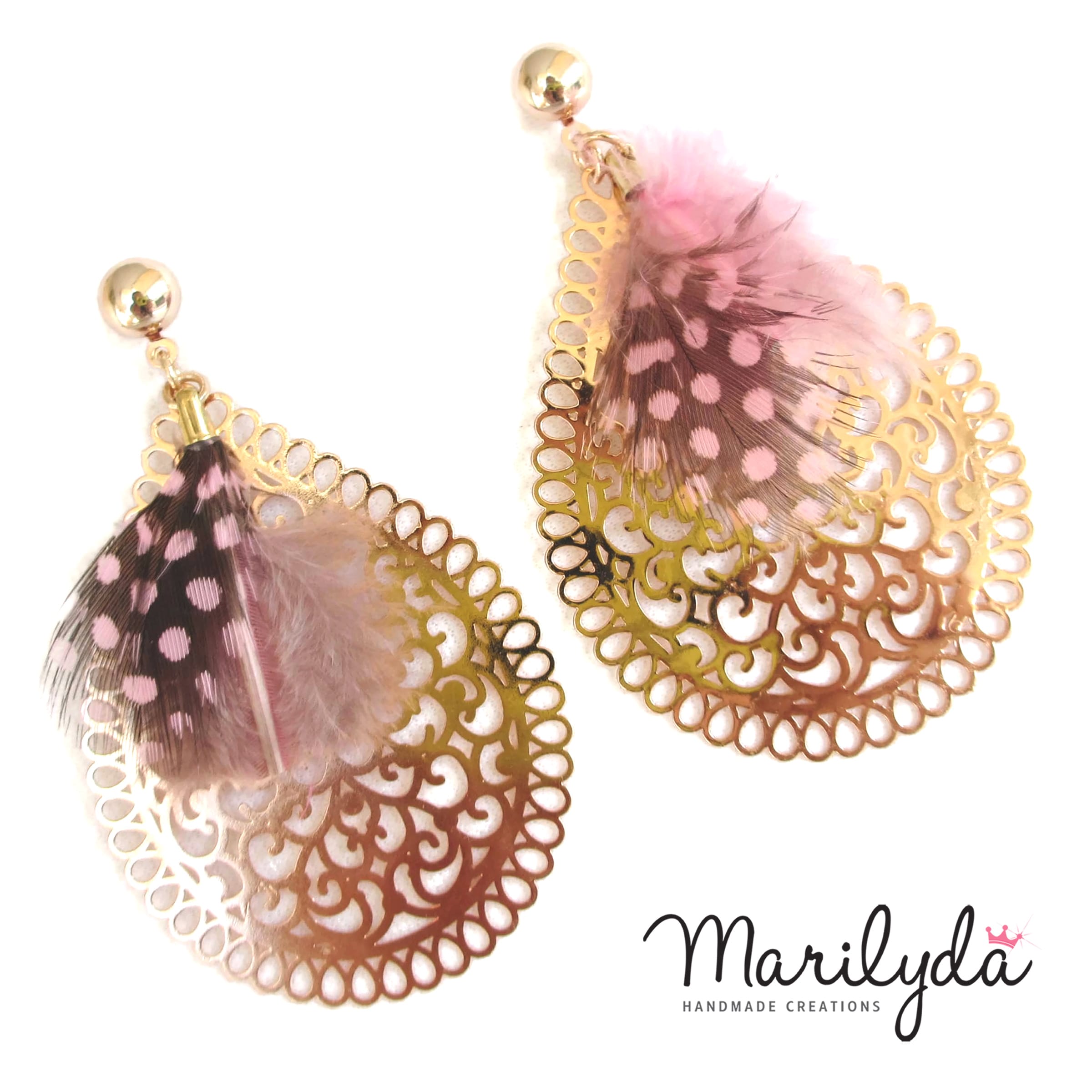 Σκουλαρίκια Filigree Pink Feather