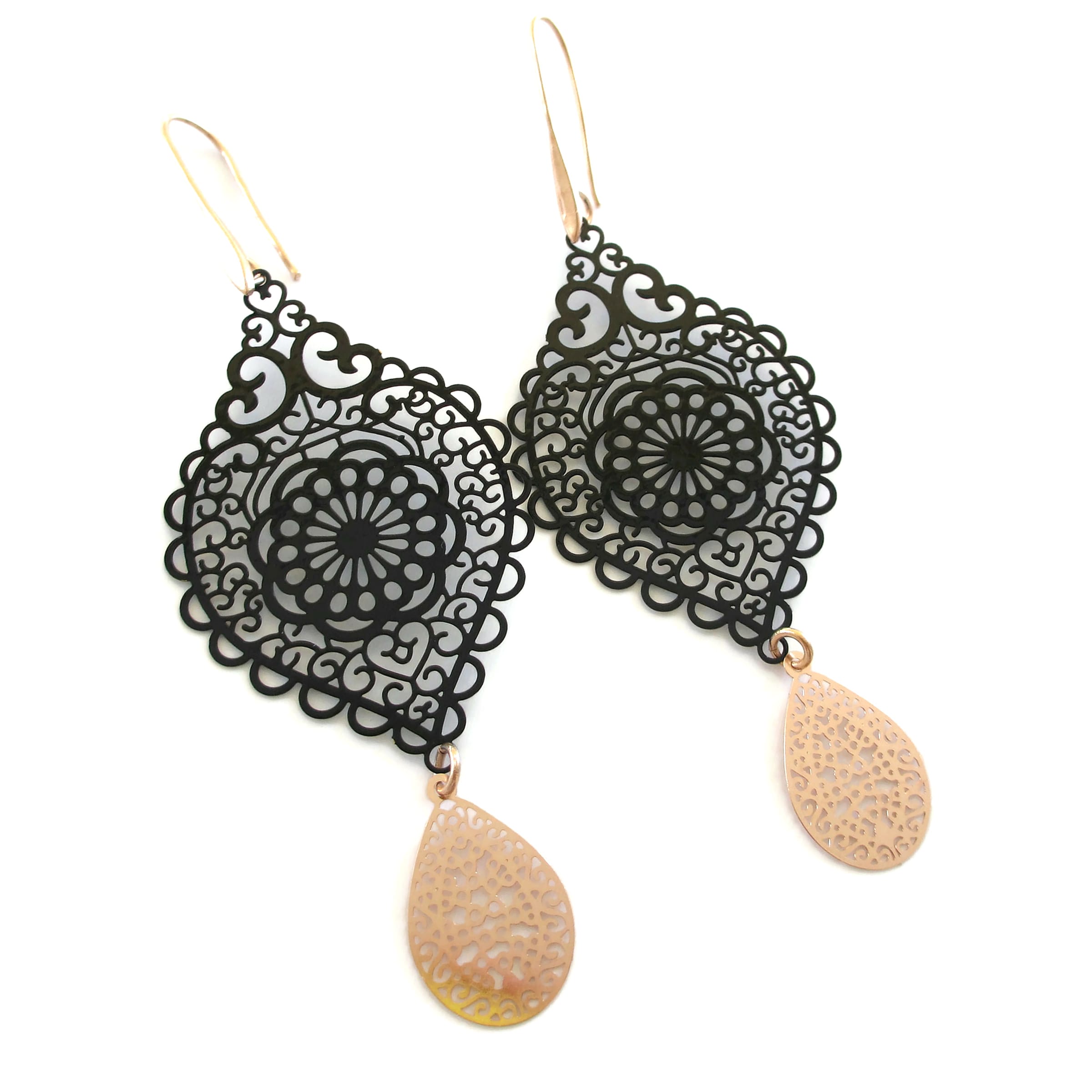 Σκουλαρίκια filigree rosegold drop