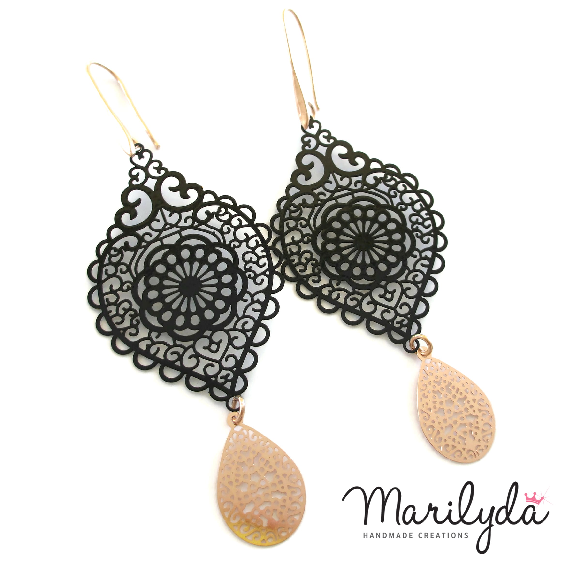 Σκουλαρίκια filigree rosegold drop
