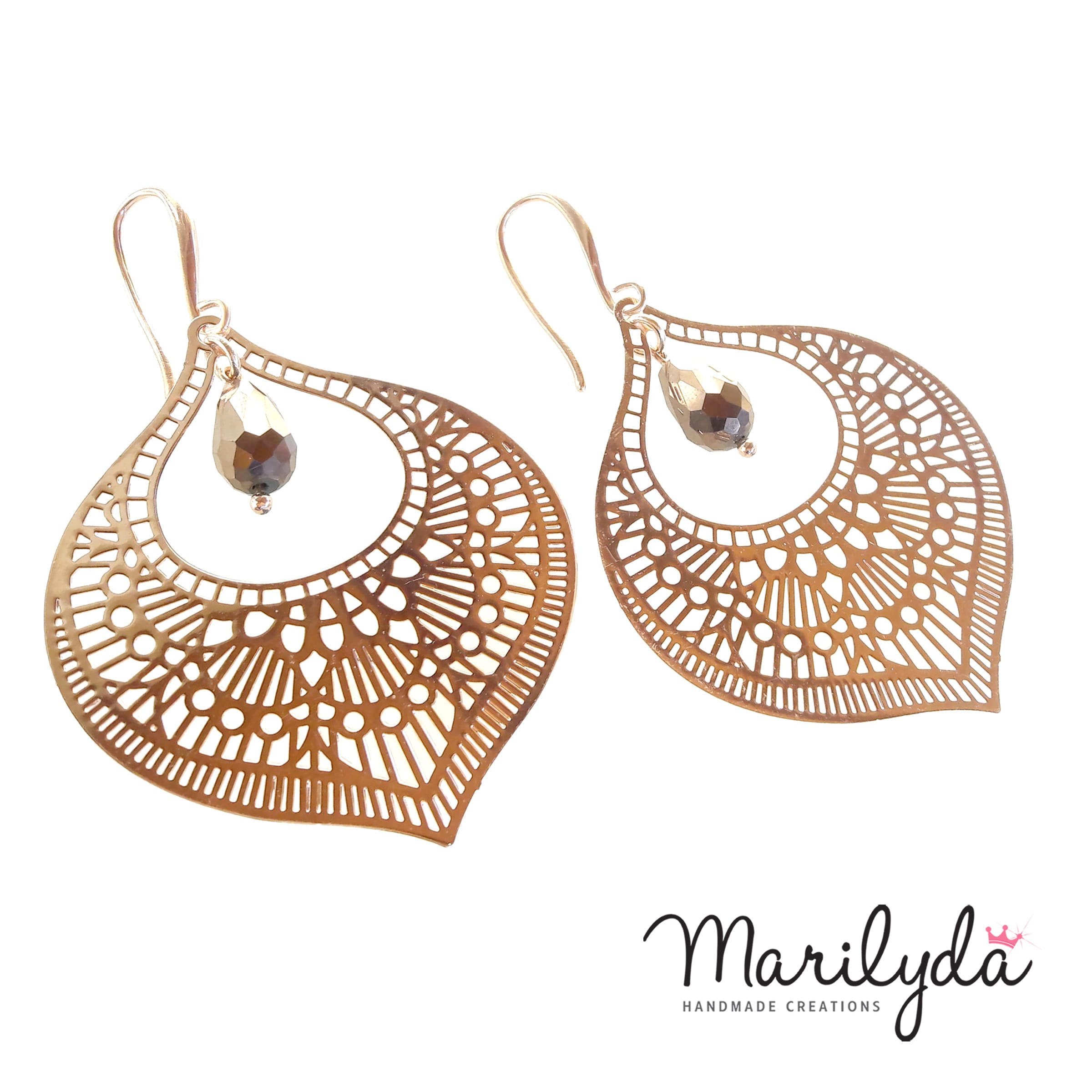 Σκουλαρίκια "Filigree rose gold" boho