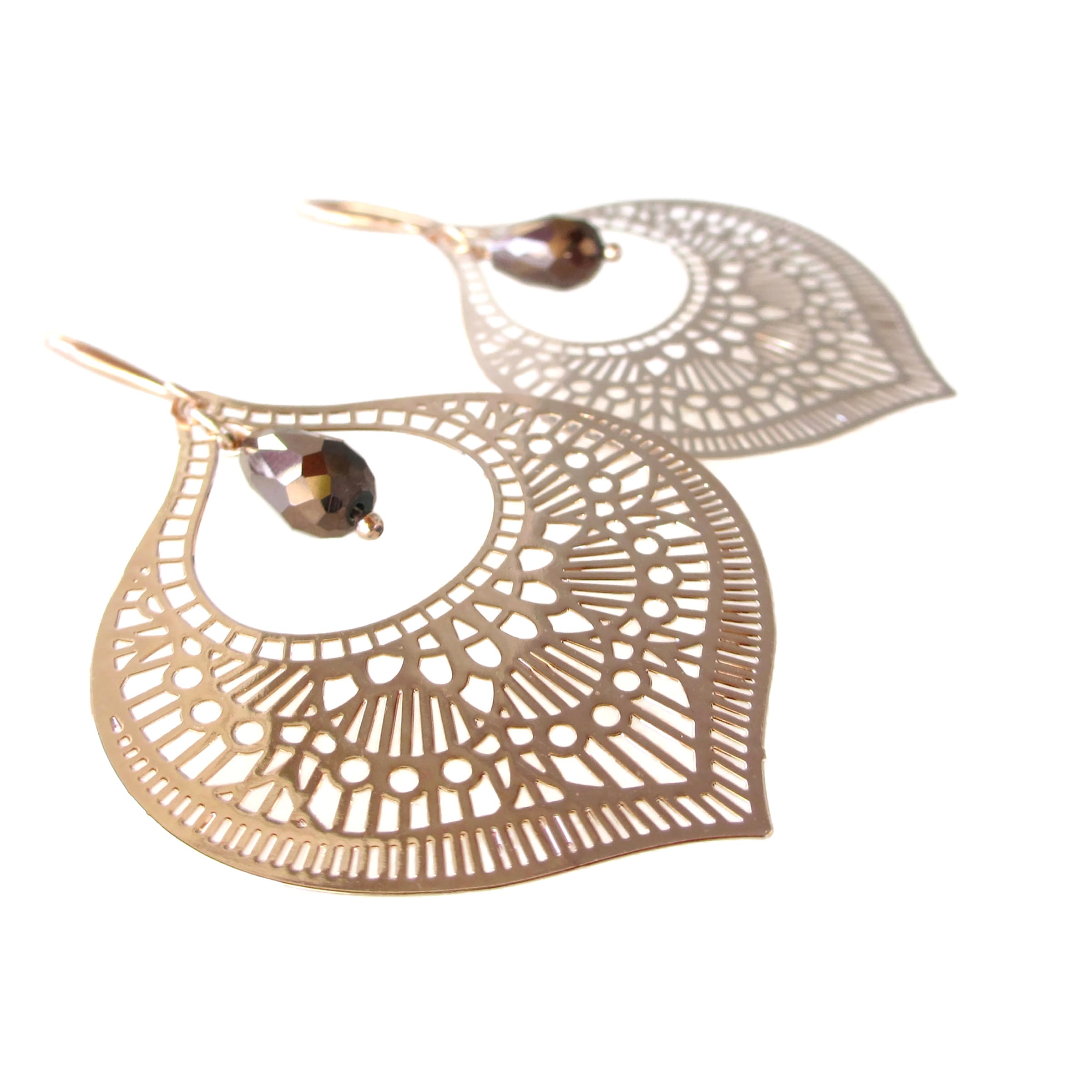 Σκουλαρίκια "Filigree rose gold" boho