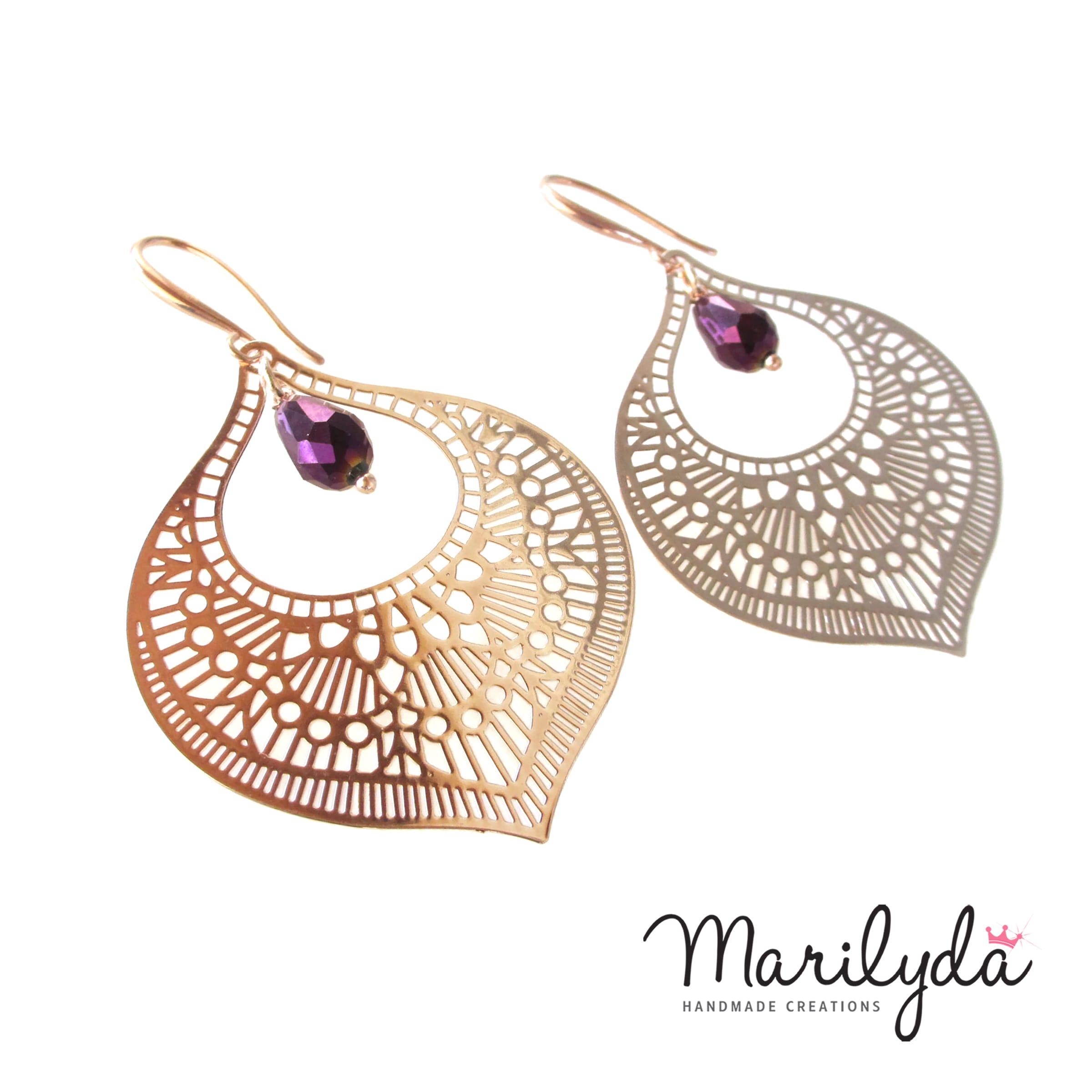 Σκουλαρίκια "Filigree rose gold" boho