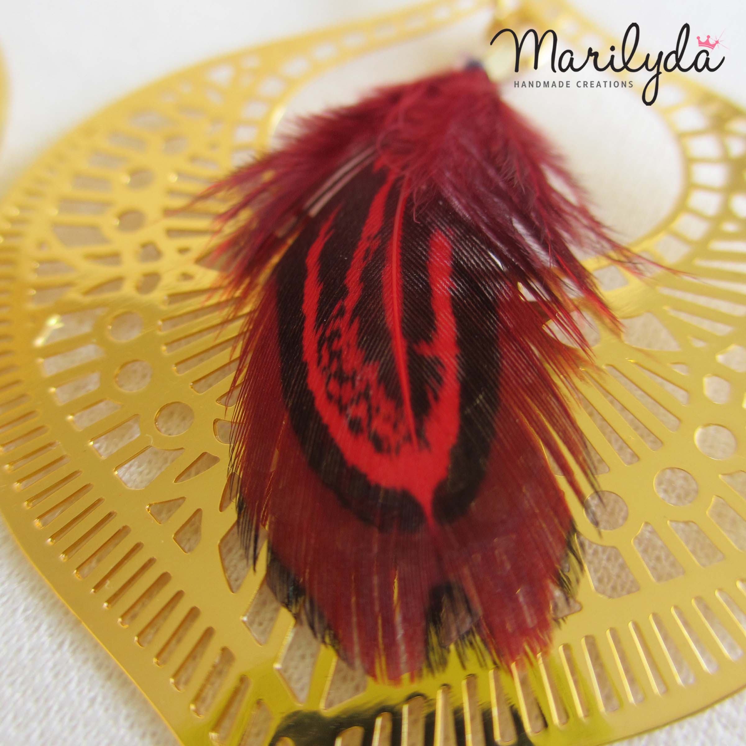 Σκουλαρίκια Filigree Feather μπλε φτερό