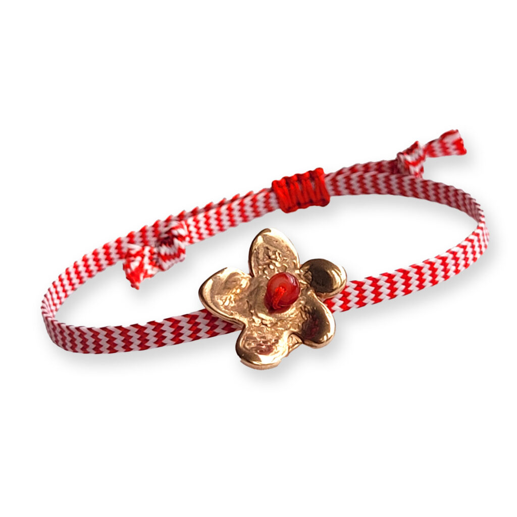 Μαρτάκι με επιχρυσωμένο rose gold λουλούδι