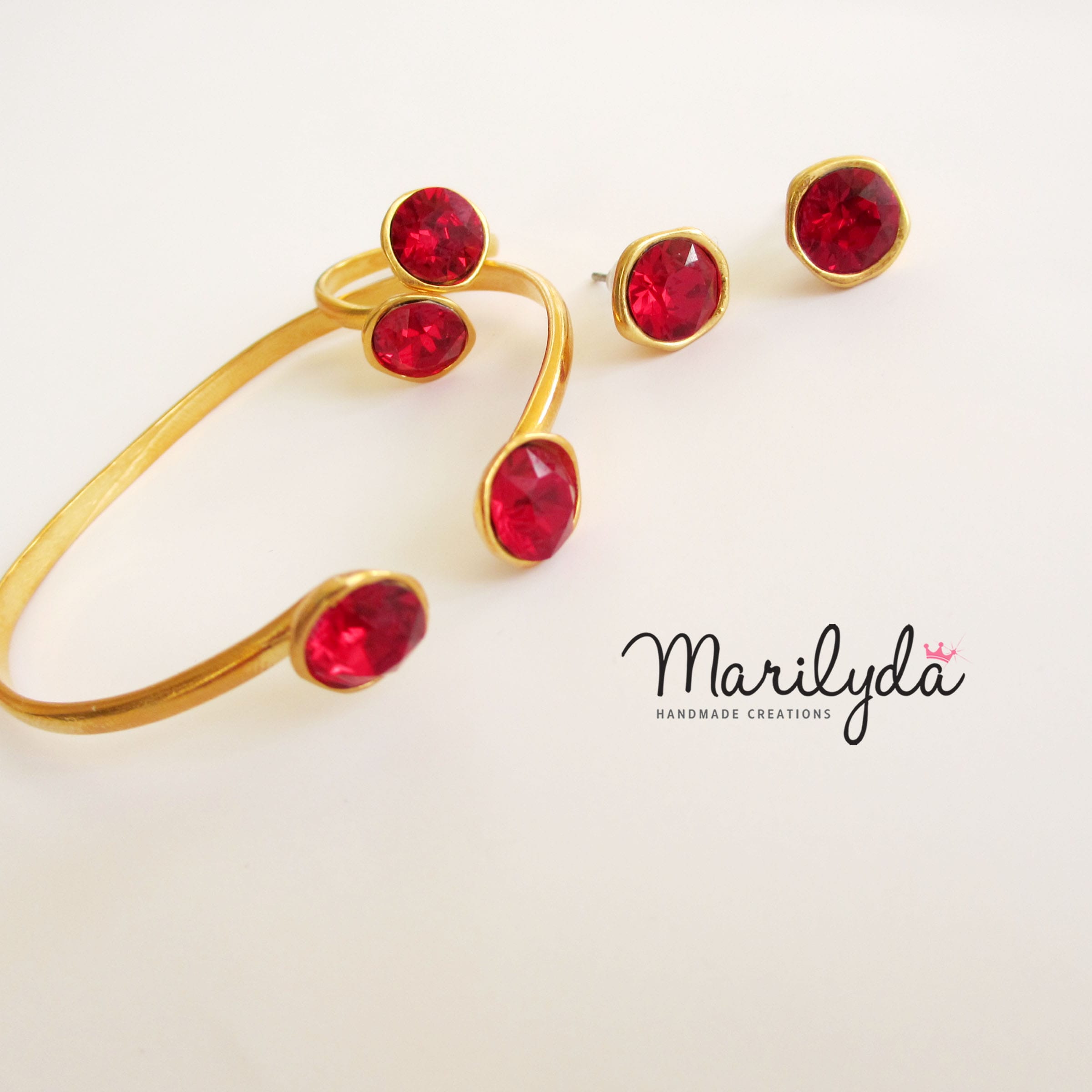 Σκουλαρίκια καρφωτά swarovski crystal red
