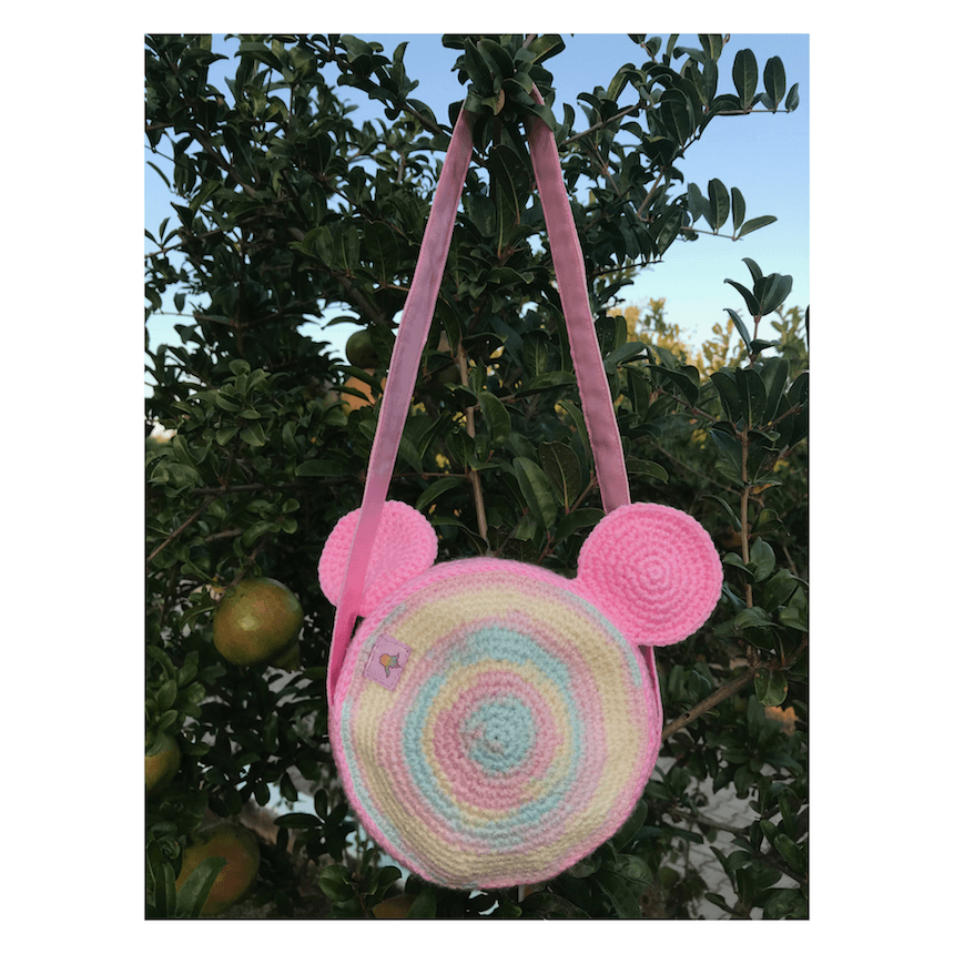 πλεκτή παιδική τσάντα "rainbow mouse"