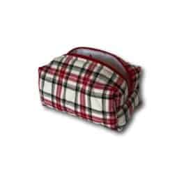 Ecru-red tartan mini beauty bag