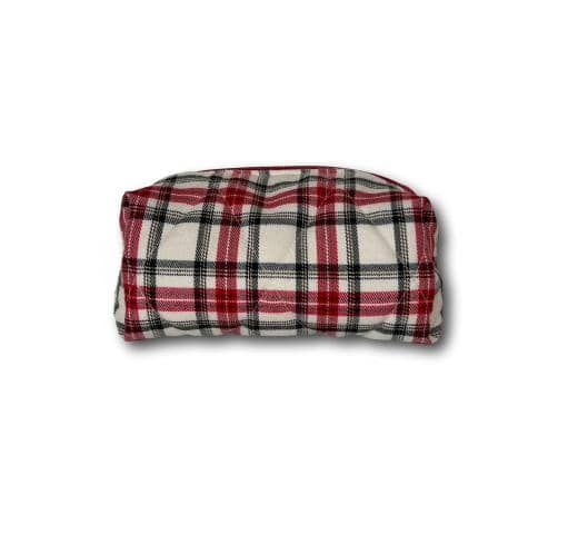 Ecru-red tartan mini beauty bag
