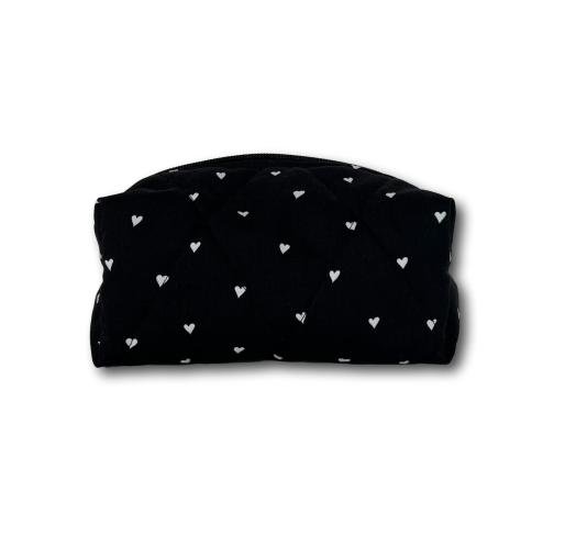 Black-white hearts mini beauty bag