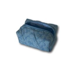 Light blue flowers mini makeup bag