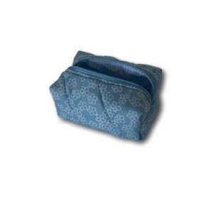 Light blue flowers mini makeup bag