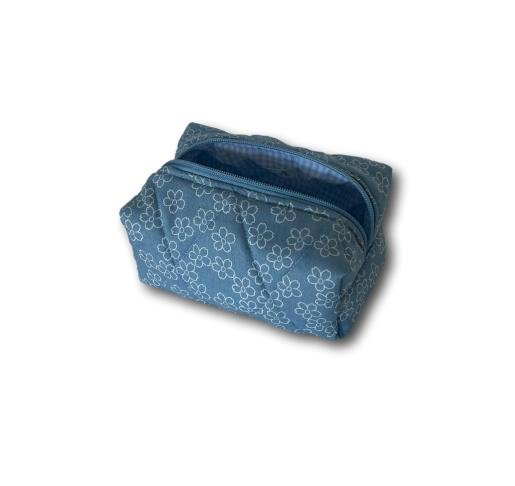 Light blue flowers mini makeup bag