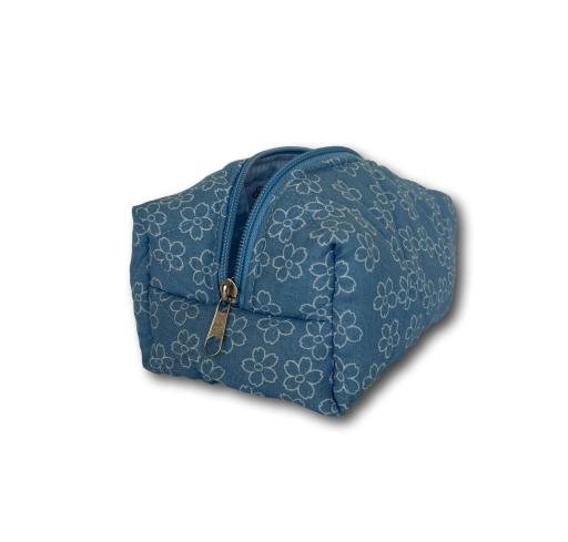 Light blue flowers mini makeup bag