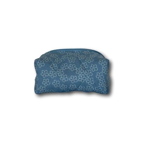 Light blue flowers mini makeup bag