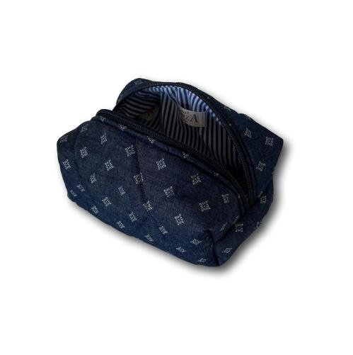 Blue rhombus mini makeup bag