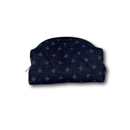 Blue rhombus mini makeup bag