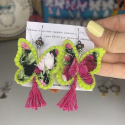 Κρεμαστά σκουλαρίκια πεταλούδα vibrant roses