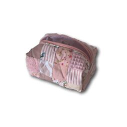 Pink patchwork mini makeup bag