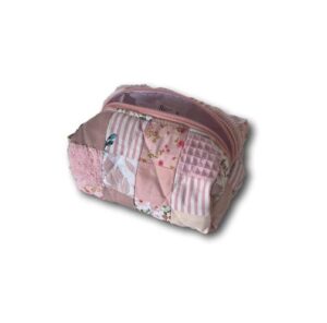 Pink patchwork mini makeup bag