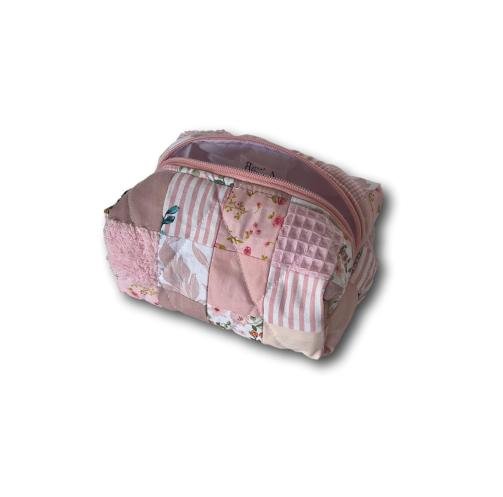 Pink patchwork mini makeup bag