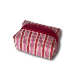 Red-pink stripes mini makeup bag