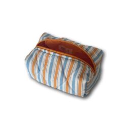 Light blue-orange stripes mini makeup bag