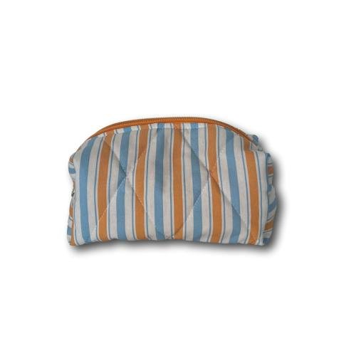 Light blue-orange stripes mini makeup bag