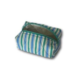 Blue-green stripes mini makeup bag