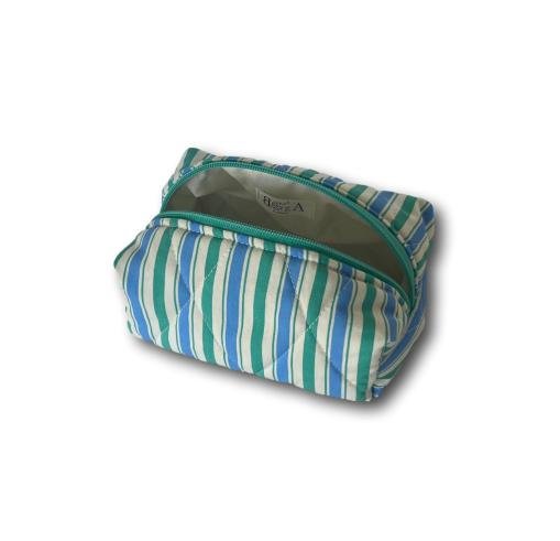 Blue-green stripes mini makeup bag