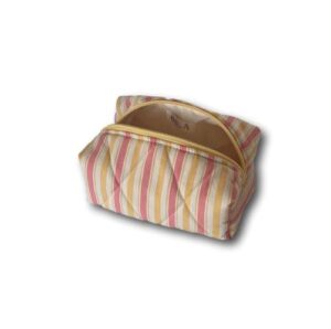 Yellow-pink stripes mini makeup bag