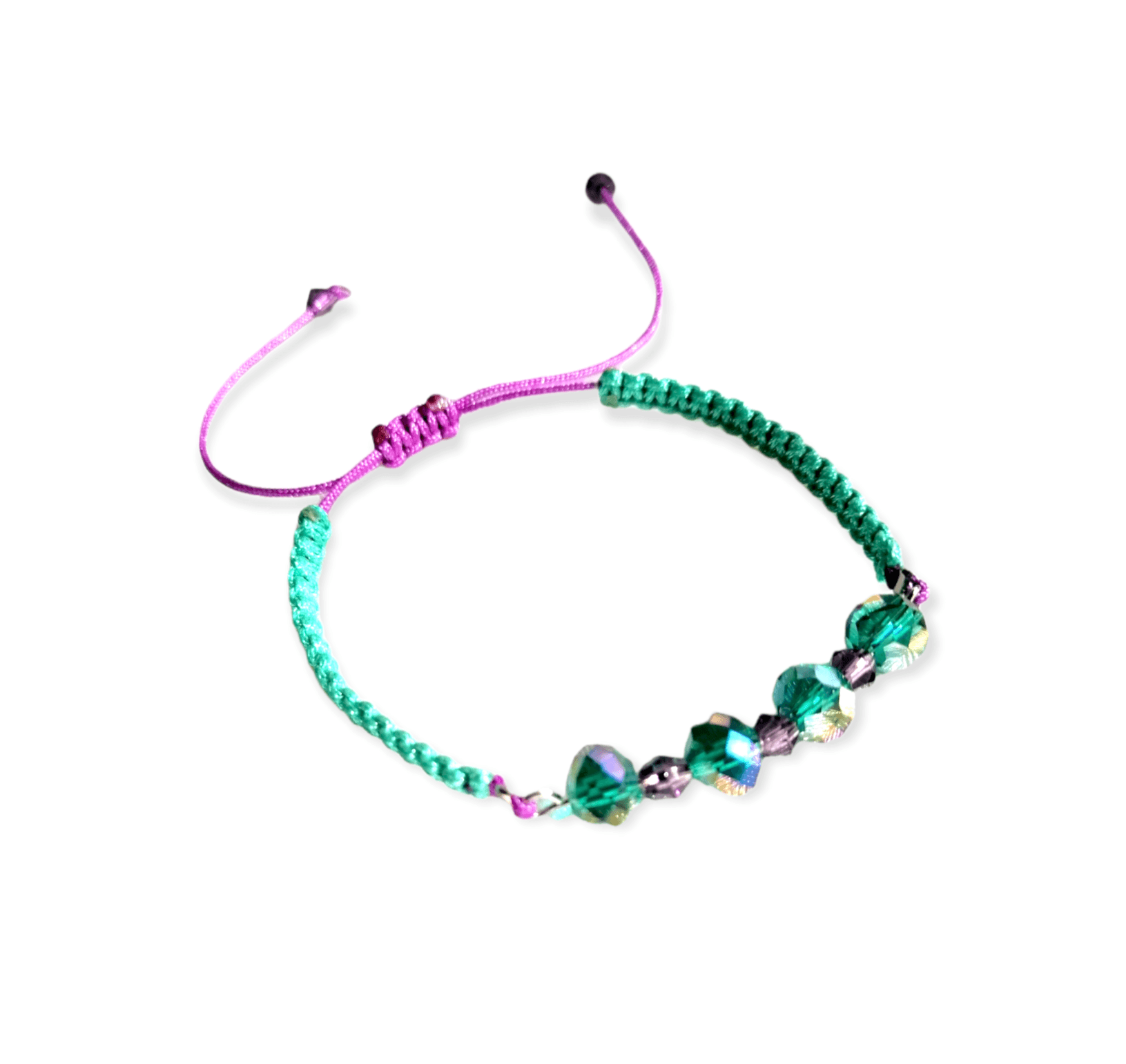Βραχιόλι μακραμέ με κρύσταλλα μωβ βεραμάν