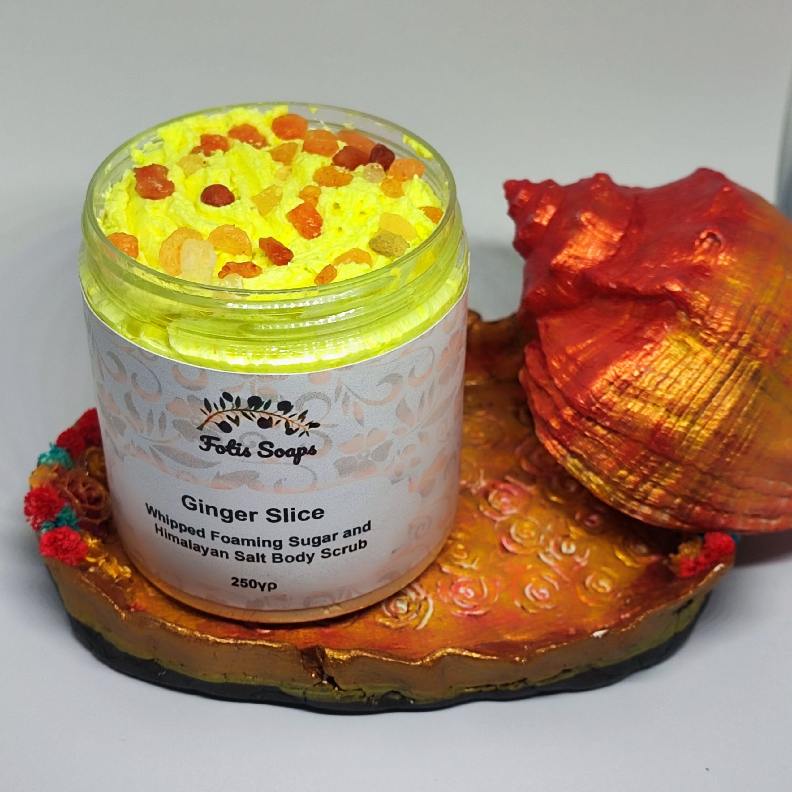Ginger Slice Whipped Foaming Sugar and Himalayan Salt Body Scrub 250gr