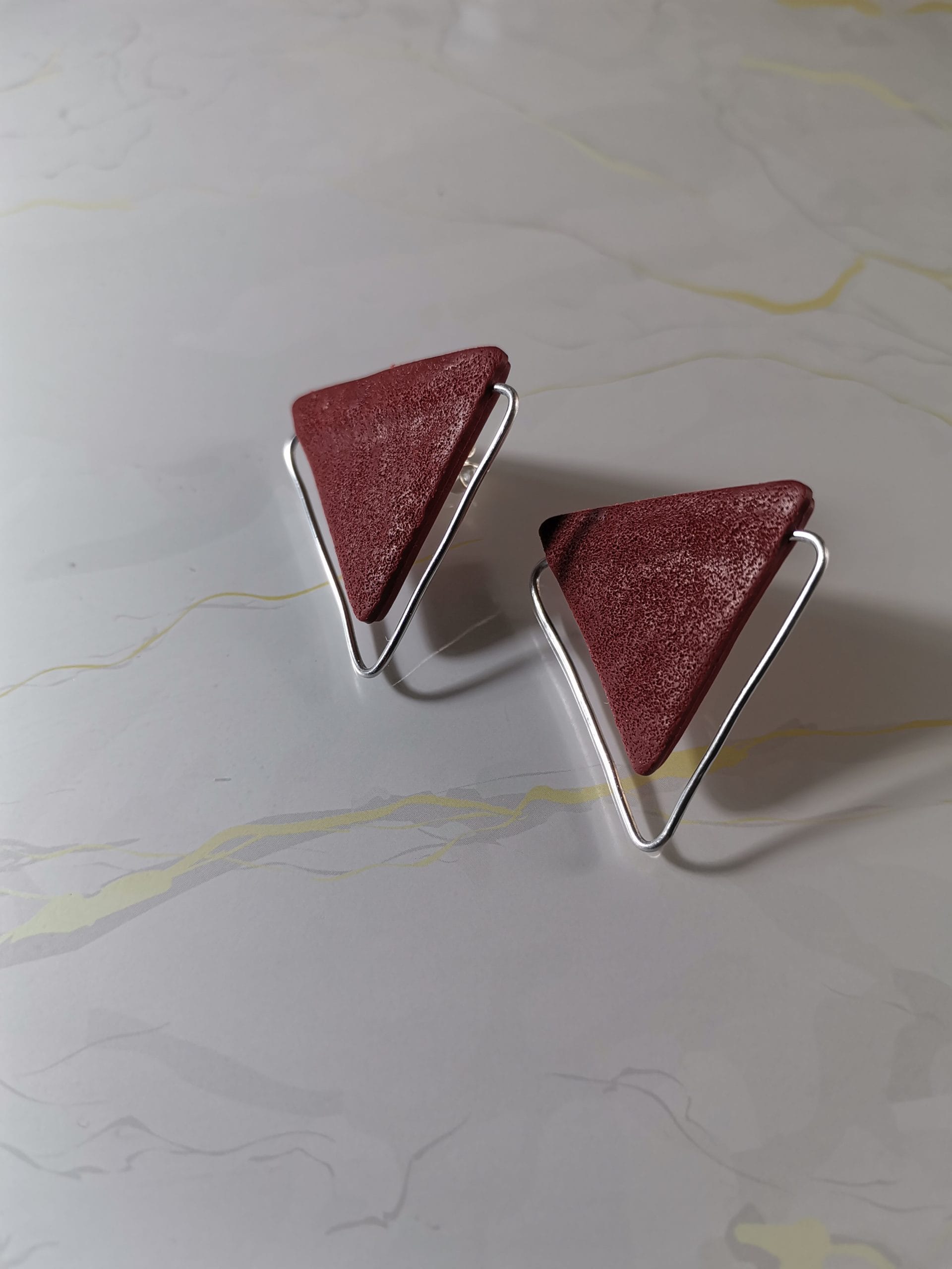 Handmade σκουλαρίκια "triangle" κεραμιδί