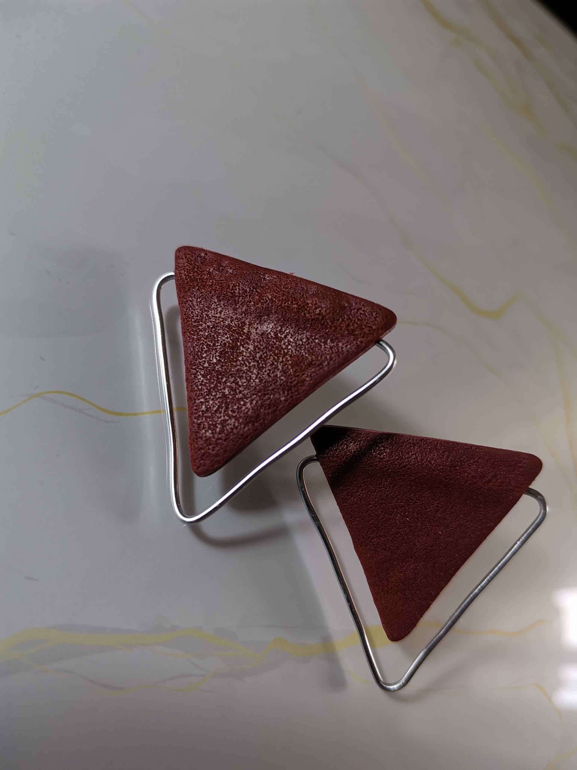 Handmade σκουλαρίκια "triangle" κεραμιδί