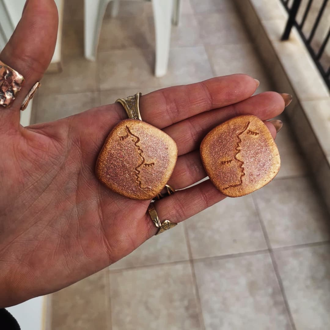 Handmade σκουλαρίκια "LOVERS" ροζ χρυσό