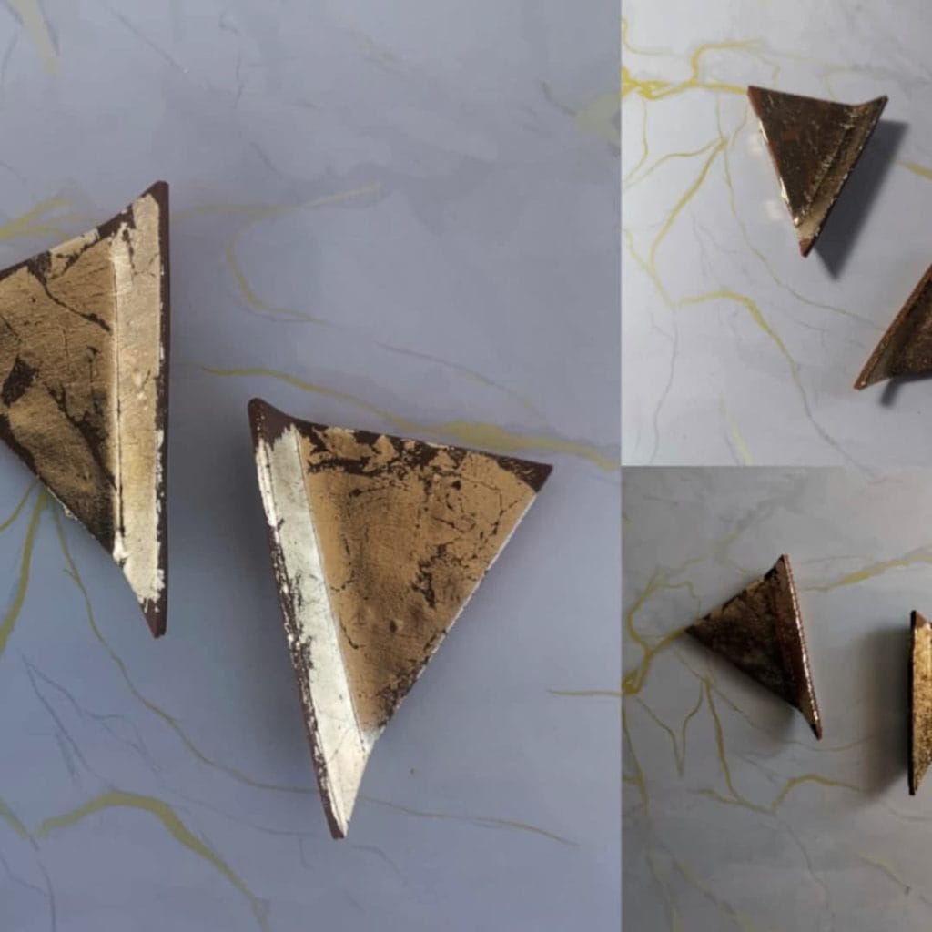 Handmade σκουλαρίκια "gold shuttle" καφέ χρυσό