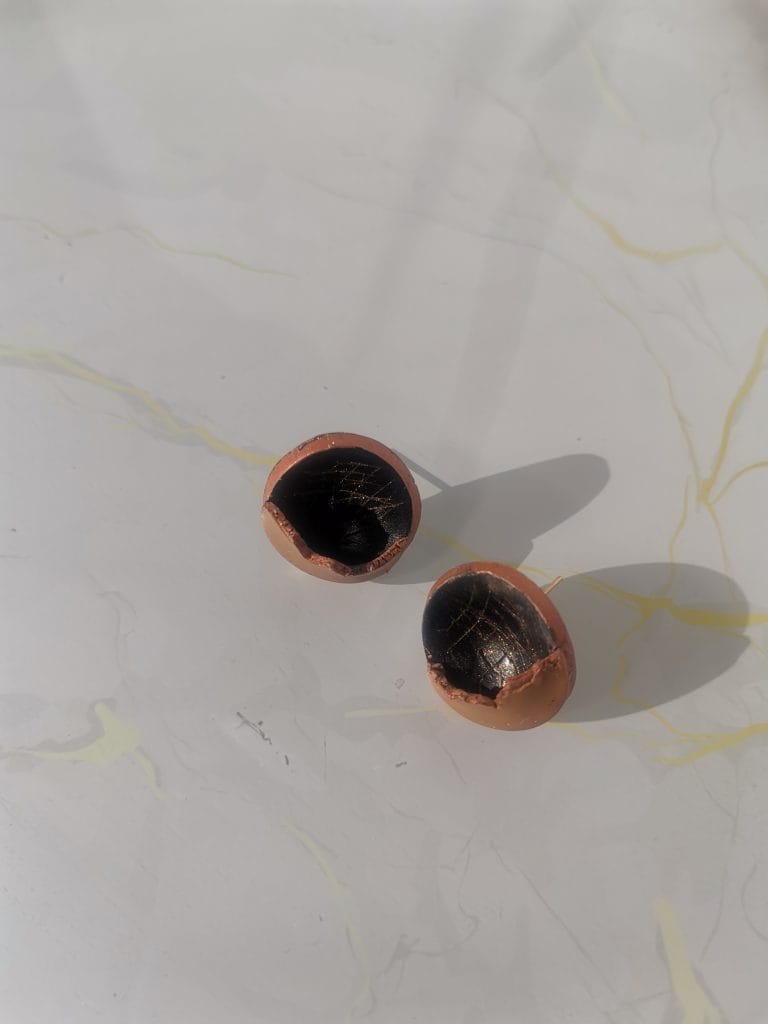 Handmade σκουλαρίκια "Cracked" μαύρο, καφέ, ροζ χρυσό