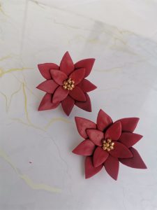 Handmade σκουλαρίκια “Alexandrine” Μπορντό χρυσό