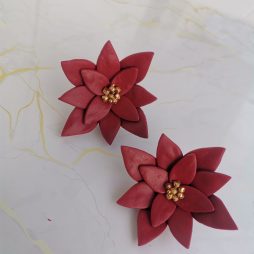 Handmade σκουλαρίκια "Alexandrine" Μπορντό χρυσό